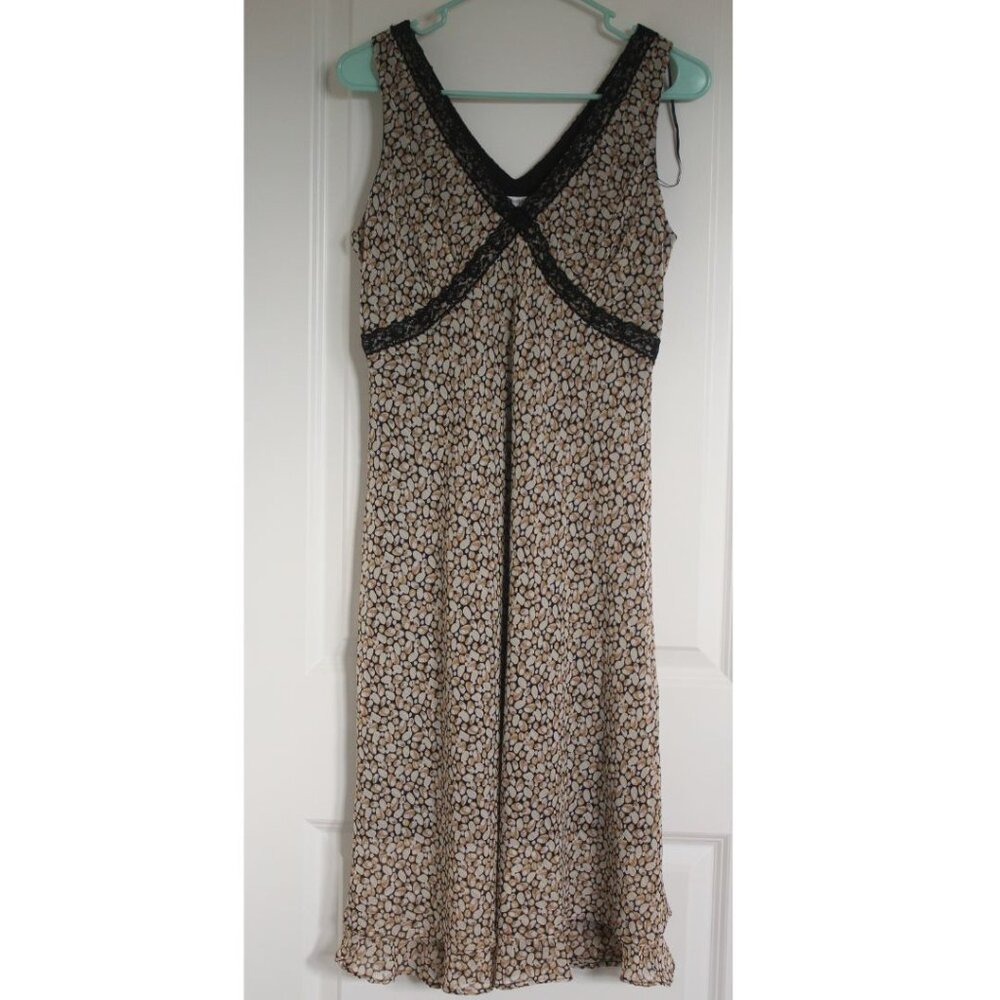 Vintage Dress barn Dress Sz P Black abstract layered hem Bias cut Whimsigoth Y2K